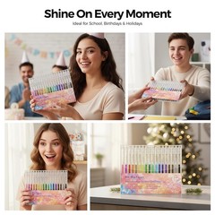 18 Color Glitter Gel Pens Retractable Sparkle Pens for Coloring Journal DIY