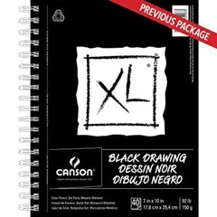 XL Series Drawing Paper, Black, Wirebound Pad, 7×10 inches, 40 Sheets