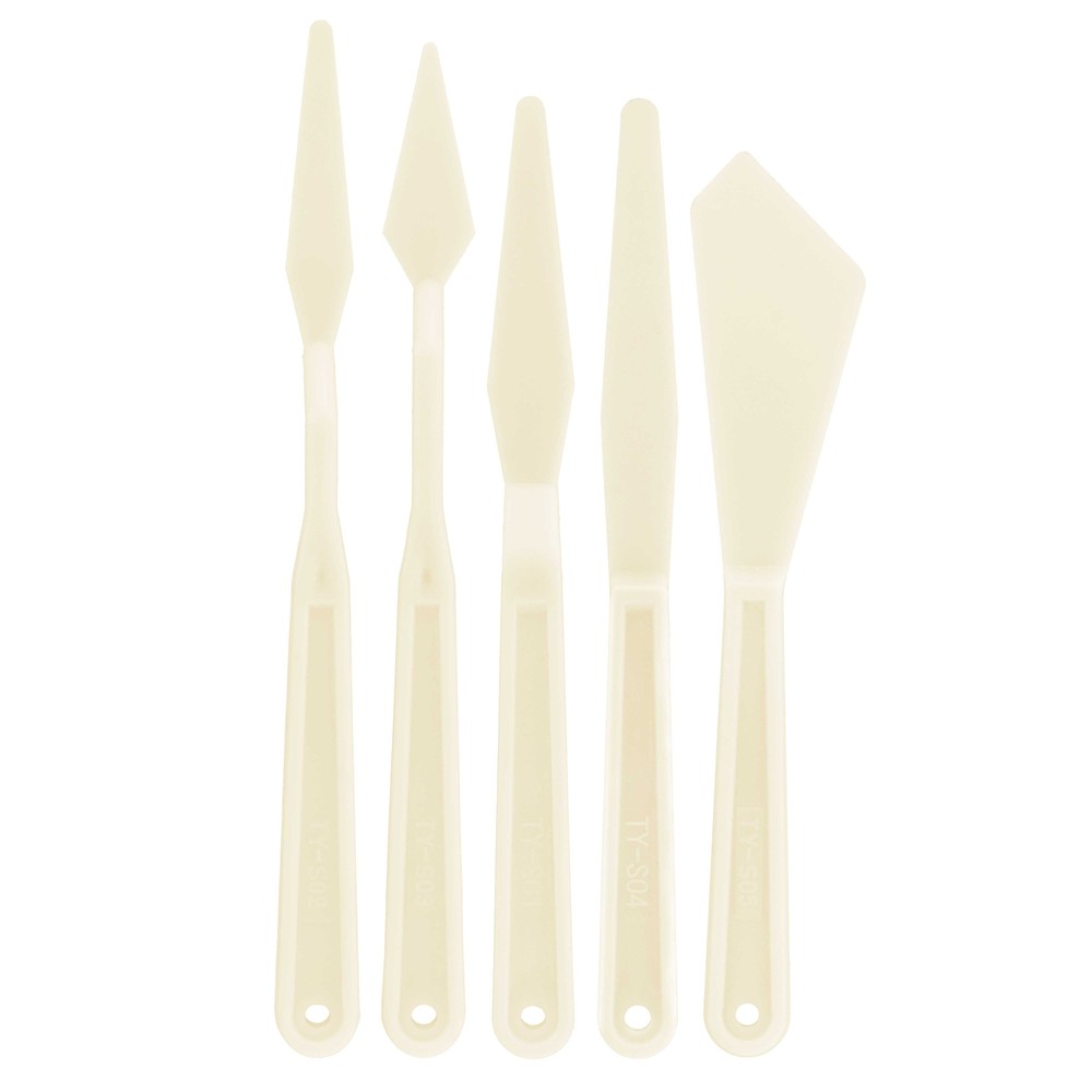 5pc Plastic Artist Spatula Palette Knife Set, Apply Oil Acrylic Art Paint Canvas