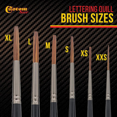 Set of 6 Lettering Quill Brushes for Sign Painting, Sizes XL, LG, MED, SM, XSM,
