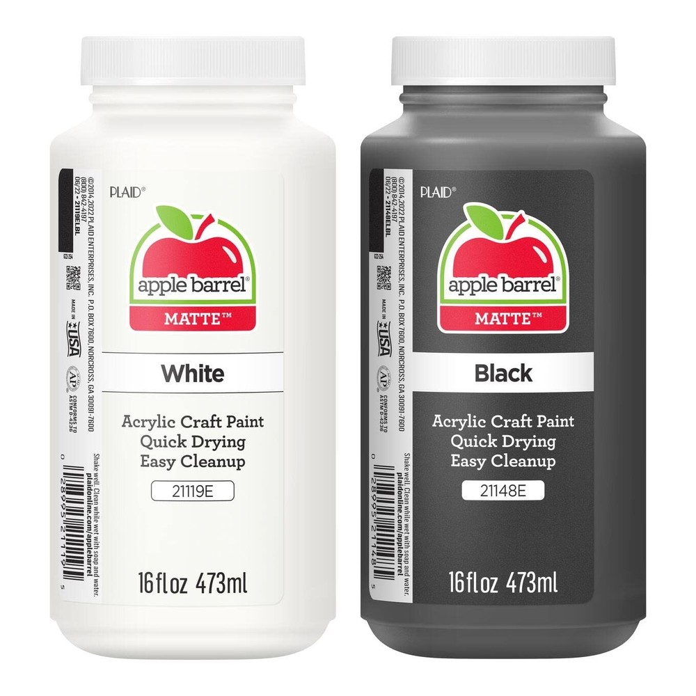 Acrylic Paint Set, Includes 2 x 16 fl oz White and Black Paint