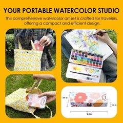 Grabie Watercolor Paint Set 50 Colors w/ Brush Travel Art Painting Kit for