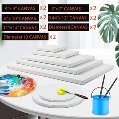 14 Packs Stretched Canvases for Painting, Multi Pack 11×14, 9.44×12, 8×10, 5x…