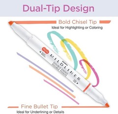 Mildliner Dual-Tip Highlighter Set, Broad and Fine Point Tips, No Bleed, Idea…