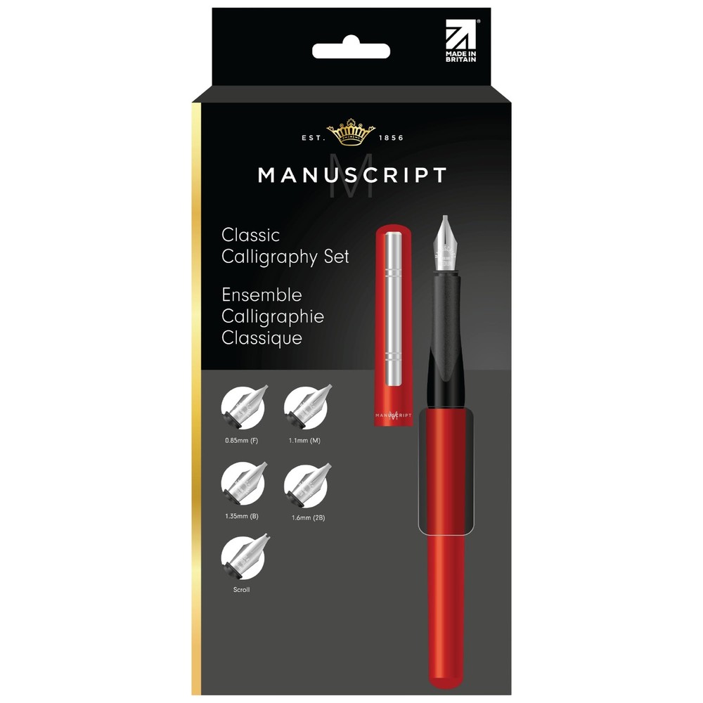 Classic Calligraphy Set 11 Piece, Fountain Pen with 5 Italic Nib Sections, 4 …