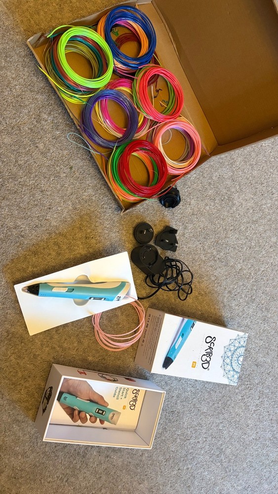3D Printing Pen Starter Kit Blue Bundle Excellent Condition SCRIB3D