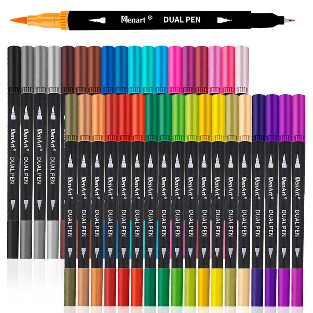 Aen Art Dual Tip Markers | 36 Vibrant Colors | No Bleed & Non-Toxic
