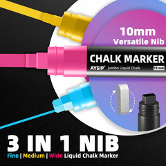 Window Chalk Markers for Blackboard，10 Colors Washable Glass Jumbo Liquid Chalk