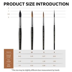 Watercolor Brushes Professional, 2pcs Kolinsky Sable Brushes, 1pc Pure Squirr…