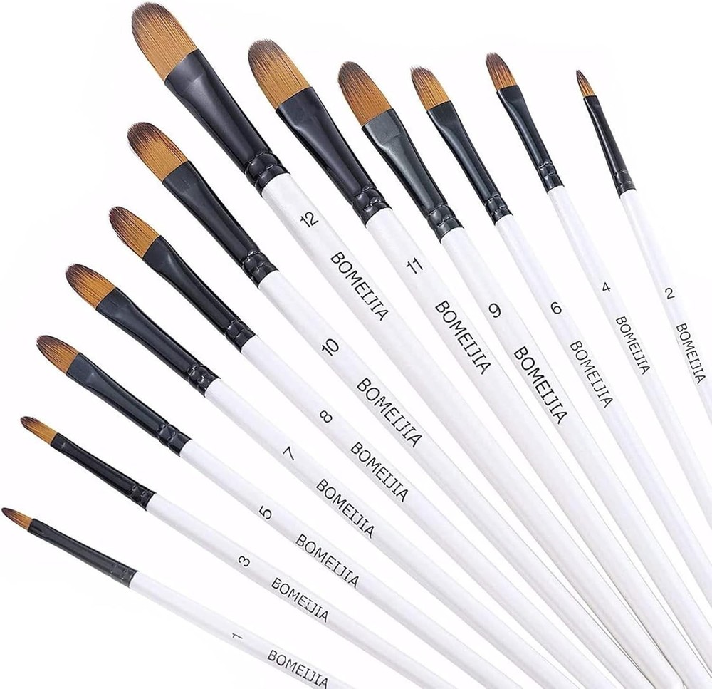 Filbert Paint Brushes Model 1# 2# 3# 4# 5# 6# 7# 8# 9# 10# 11# 12#,, White