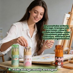 Mini Colored Pencils Set of 36 3 Tubes x 12 Colors – Portable Art Kit with Bu…