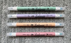 Zig Twin Tip Emboss Markers Set of 4 Pens Kuretake Japan New in Box Dual Tips