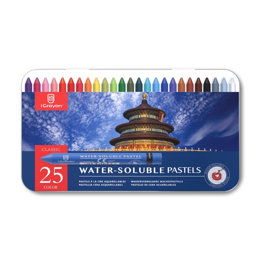 25 Colors WaterSoluble Pastel Crayons Set, MultiTechnique Art Kit with Brush …