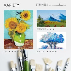 ARTIFY 15 Pcs Professional Oil Paint Brushes Set with Long and Heavy Handle