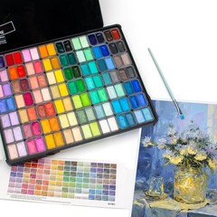 HIMI Gouache Paint Set, 112 Colors x 12g Twin Jelly Cup Design in Carrying Ca…