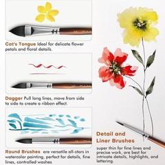 Watercolor Brushes Professional, Fuumuui 6Pcs Sable Paint Brush Set Variety Shap