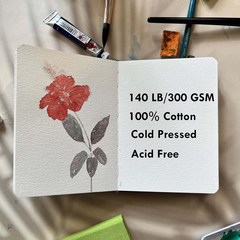 Watercolor Sketchbook, 7.5X5, 140 LB, 300GSM, 100% Cotton Paper, Cold Press, 24