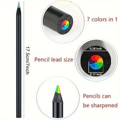 12pcs Black wood Rainbow Pencils Colouring Multi Colour Pencils Art Drawing