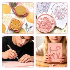 Pale Pink Rubber Stamp Carving Blocks Soft Craft Bricks 0.8cm 4×6 In 4 Pack