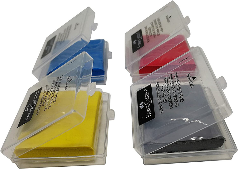 Knead Erasers – Drawing Art Kneaded Erasers, Large Size – 4 Pack (Assorted Color