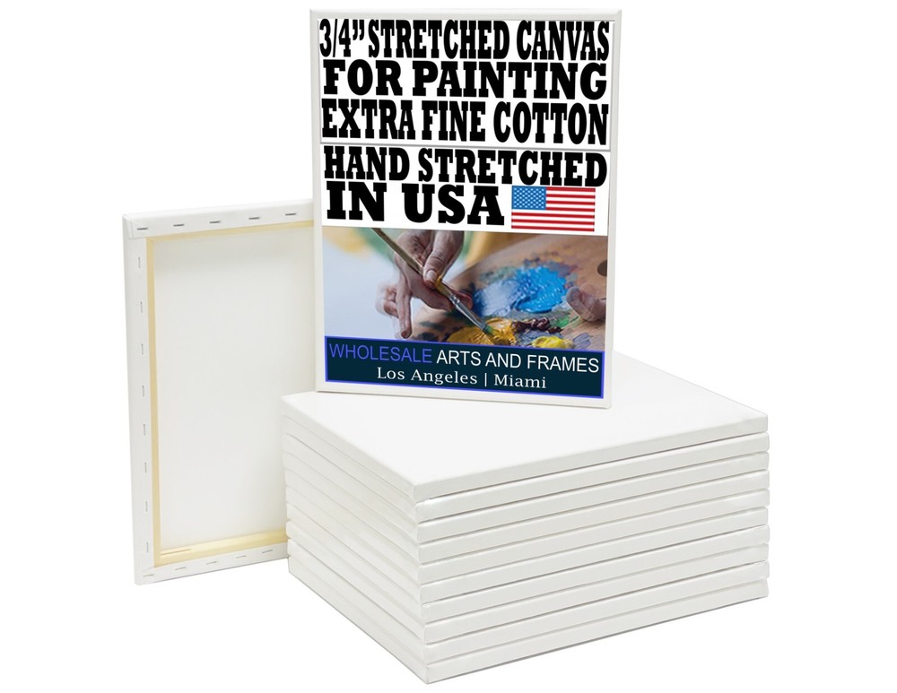 0.75″ Extra Fine Artist Stretched Canvas. Many Sizes Bulk Discounts. USA Made