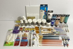 Huge Artist Supply Lot Liquitex Acrylic Paint Texture Gel Brushes More