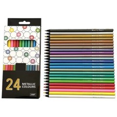 Metallic Colored Pencils Black Wooden Sketching Pencil Art Pencils for Kid Adult