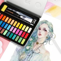 US 48 Premium Paints Watercolor Paint Set Include Metallic and Fluorescent Color