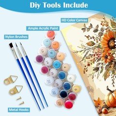 Fall Pumpkin,Sunflower Butterfly Paint by Numbers Kit for Adults, DIY Paint by m
