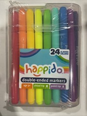 Happido Double-Ended Markers 24 Colors – Non-Toxic Brightly Colored Markers f…