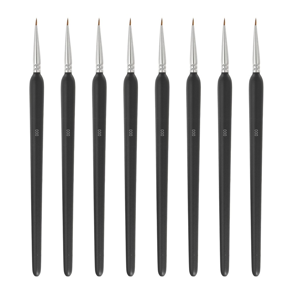 8 Pcs Detail Paint Brushes 6.5mm Pointed Tip (000), Black
