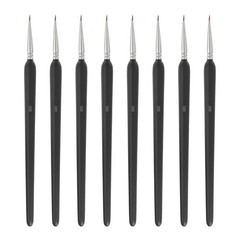 8 Pcs Detail Paint Brushes 6.5mm Pointed Tip (000), Black