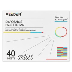 Disposable Artist Palette Paper Pad – 12″x16″, 40 Sheets, 80lb for Acrylic & Wat