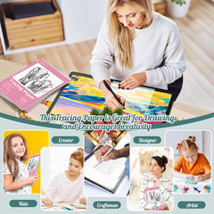 Tracing Paper 9X12 Inch, 100 Sheets Transparent Vellum Paper for Tracing Pads, T