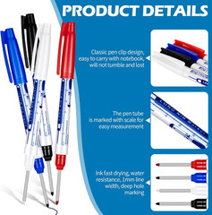 4 Pcs Deep Reach Markers Long Nose Waterproof Deep Hole Marker Carpenter Ink 30