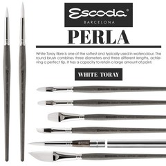 Escoda Perla Series 1430 Short Handle Round Artist Watercolor B Kitchen