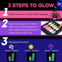 Glow in the Dark Acrylic Paint – 10 Bright Colors (60ml/2oz) Long Lasting Glo…