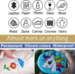 Overseas Paint Pens Paint Markers, 6 Colors Oil Based Permanent Markers, Medium