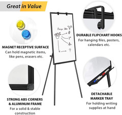 Easel Whiteboard – Black Magnetic Portable Dry Erase 40 X 28 Tripod Height Adjus