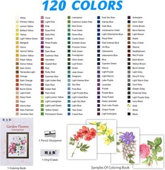 H & B 120 Colored Soft-core Coloring Pencils Set, Coloring Book and Portable Sto
