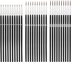30Pcs Detail Paint Brushes, Fine Tip Paint Brush with 3 Sizes #0#00#000 Mini Tin