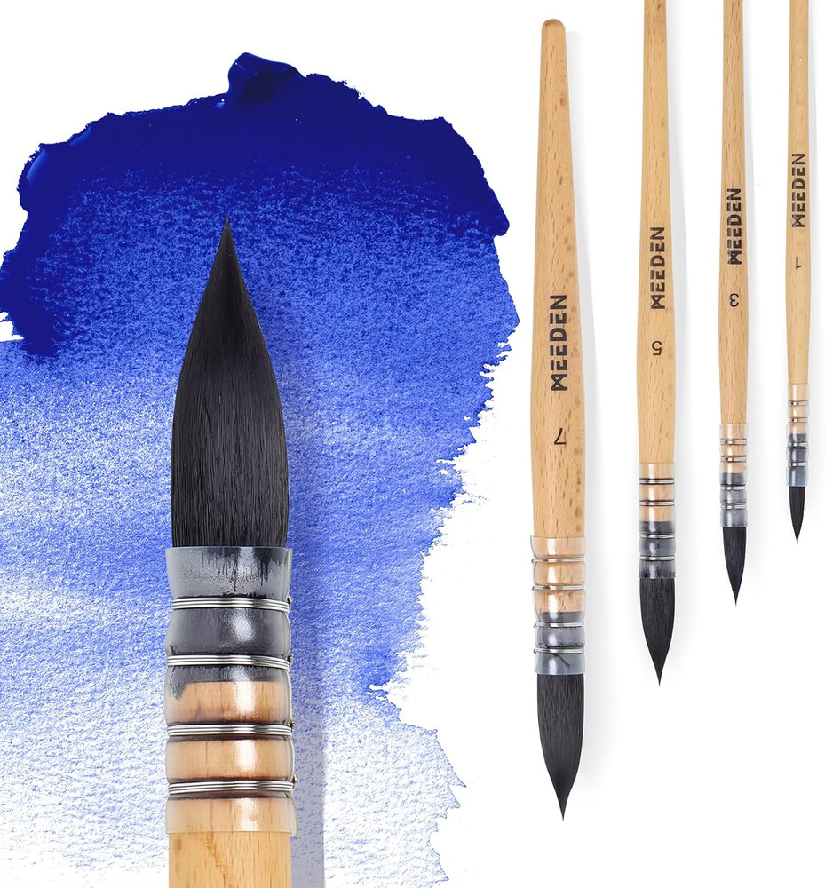 Watercolor Brushes Professional – 4 Pack Synthetic Squirrel Hair Artist Paint Br