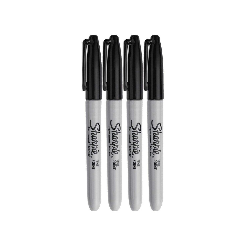 Sharpie Permanent Markers, Fine Point, Black Ink 1 Count (Pack of 4),