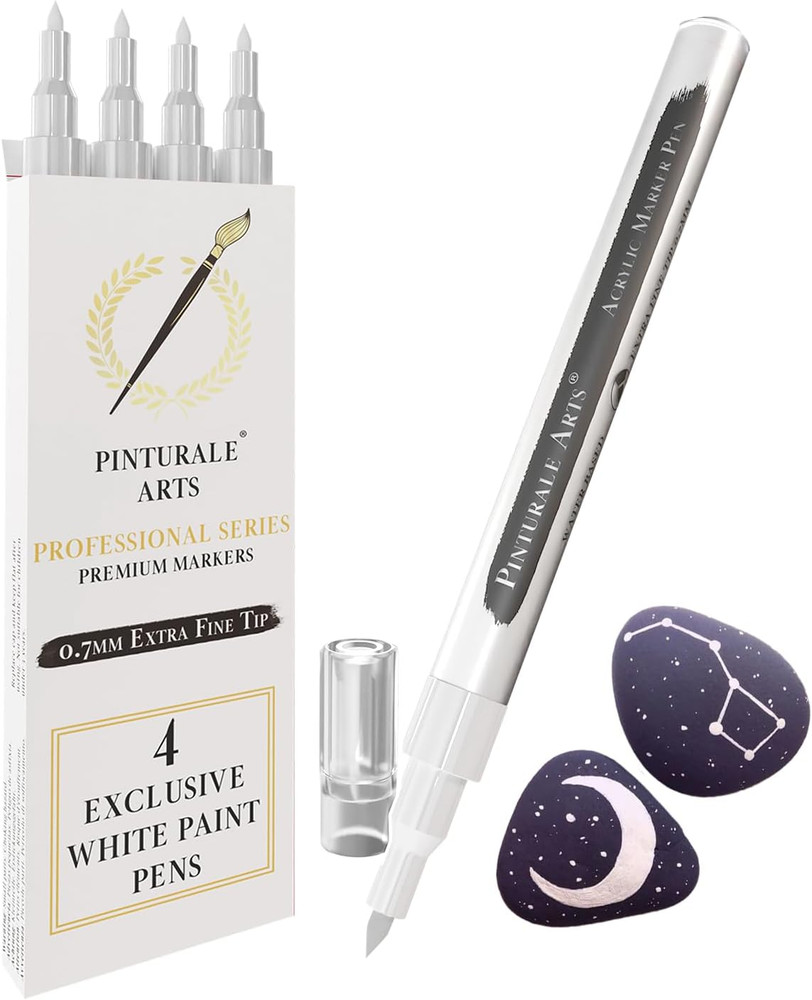 White Paint Pen Fine Tip | Set 4 White Acrylic Paint Pen Fine Tip 0,7mm For Blac