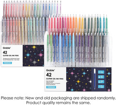 Grabie 42 Glitter Gel Pen Set, 18 Iridescent24 Essential Color Pens, Smooth R…