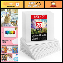 Bulk Canvas Panels 8x10in – 28 Pack Cotton Boards for Oil, Acrylic & Watercolor