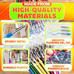 120Pcs Gel Pen Refills – Glitter Gel Pens for Coloring Metallic Gel Pens Colored