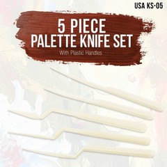 5pc Plastic Artist Spatula Palette Knife Set, Apply Oil Acrylic Art Paint Canvas