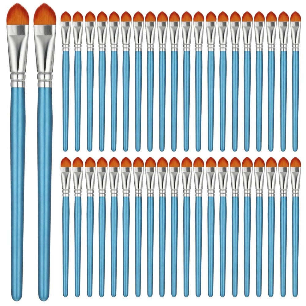 50 PCS 0.7 Inch Artist Filbert Paint Brushes Soft Nylon Hair Wood Handle