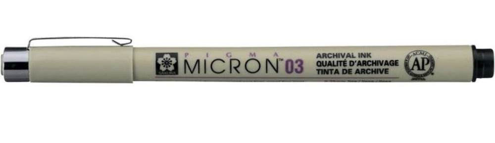 Sakura of America Pen-Pigma Micron Pen (03) Black, 0.35mm (Nr.03) 3 Pack